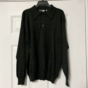 90s ROMEO GIGLI Mens Grey 1/4 Button Collar Wool Knit Sweater Italy Vintage luxu